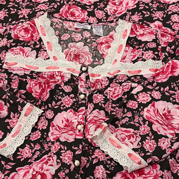 Dream & Co Cotton Lounge Dress Robe Maxi, Button, Pockets, Floral, L - Picture 4 of 7